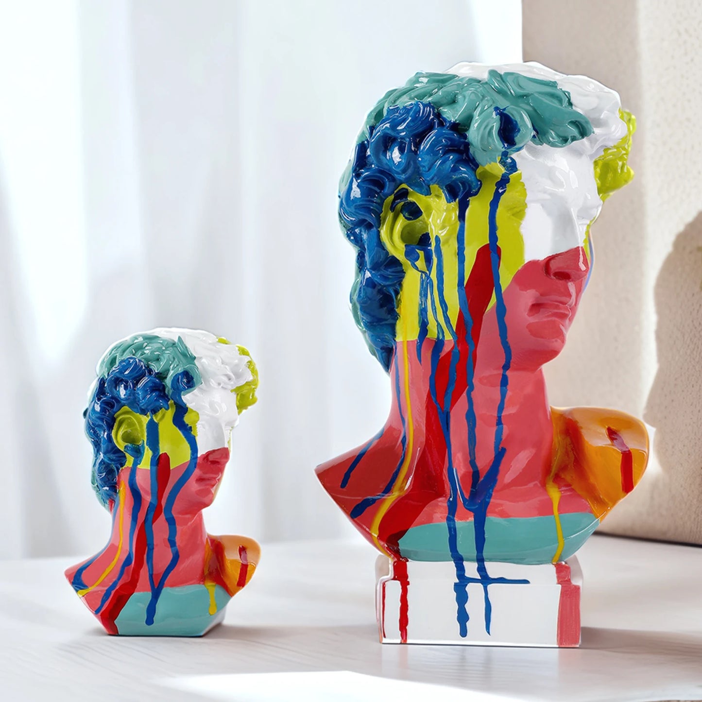 Abstract Bust Statue of David – Retro Classical-Inspired Resin Sculpture Accent for Modern Home Decor & Trendy Interior Design