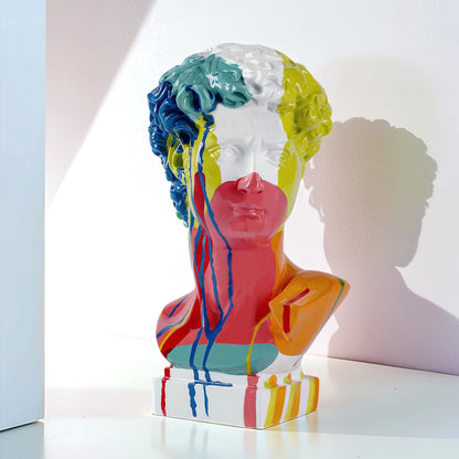 Abstract Bust Statue of David – Retro Classical-Inspired Resin Sculpture Accent for Modern Home Decor & Trendy Interior Design