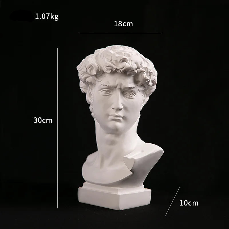 Abstract Bust Statue of David – Retro Classical-Inspired Resin Sculpture Accent for Modern Home Decor & Trendy Interior Design