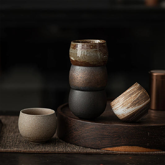 Ancient-Style Ceramic Teacup – Japanese-Inspired Single Bowl Stoneware Teacup for Daily Tea Rituals & Mindful Moments
