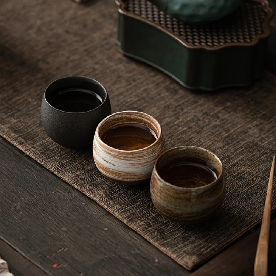 Ancient-Style Ceramic Teacup – Japanese-Inspired Single Bowl Stoneware Teacup for Daily Tea Rituals & Mindful Moments