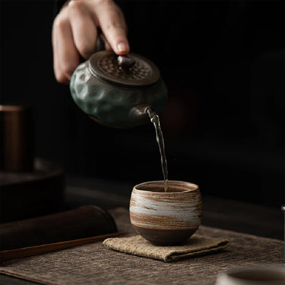 Ancient-Style Ceramic Teacup – Japanese-Inspired Single Bowl Stoneware Teacup for Daily Tea Rituals & Mindful Moments