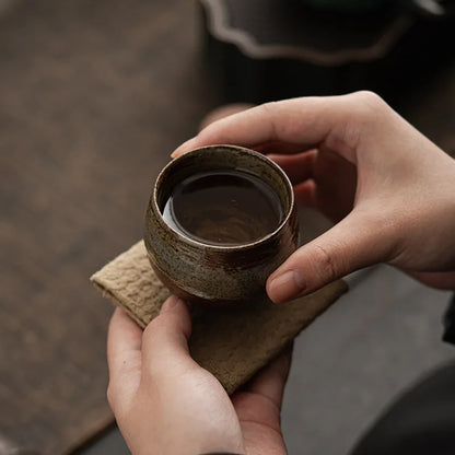 Ancient-Style Ceramic Teacup – Japanese-Inspired Single Bowl Stoneware Teacup for Daily Tea Rituals & Mindful Moments