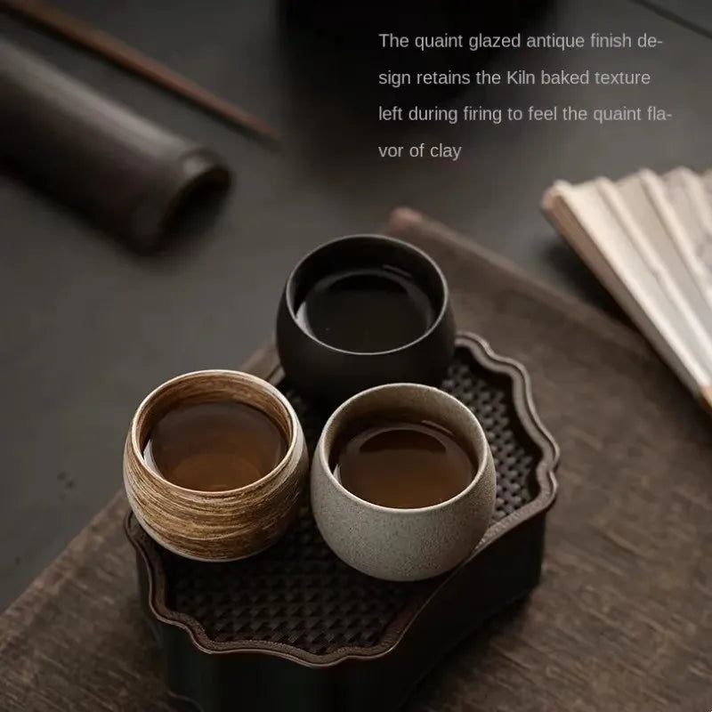 Ancient-Style Ceramic Teacup – Japanese-Inspired Single Bowl Stoneware Teacup for Daily Tea Rituals & Mindful Moments