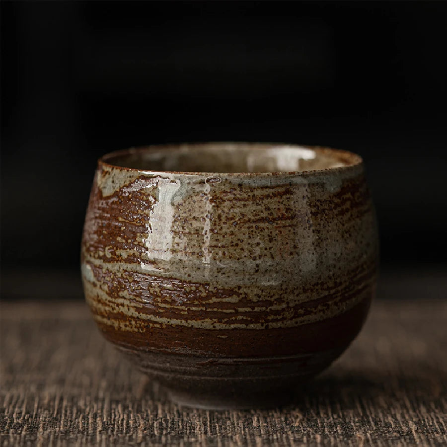 Ancient-Style Ceramic Teacup – Japanese-Inspired Single Bowl Stoneware Teacup for Daily Tea Rituals & Mindful Moments