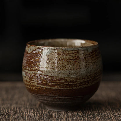 Ancient-Style Ceramic Teacup – Japanese-Inspired Single Bowl Stoneware Teacup for Daily Tea Rituals & Mindful Moments