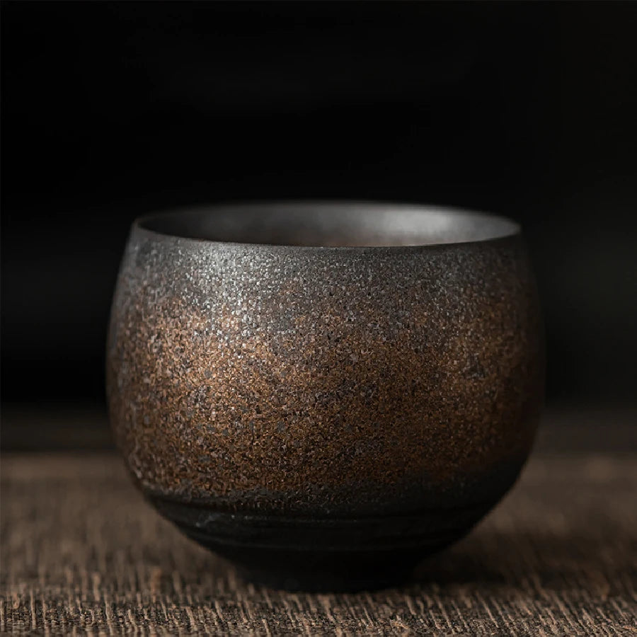 Ancient-Style Ceramic Teacup – Japanese-Inspired Single Bowl Stoneware Teacup for Daily Tea Rituals & Mindful Moments