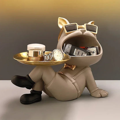 Big Mouth Bulldog Trinket Tray – Cool, Stylish & Functional Resin Ornament For Bedroom Dressing Table, Living Room & Home Interior