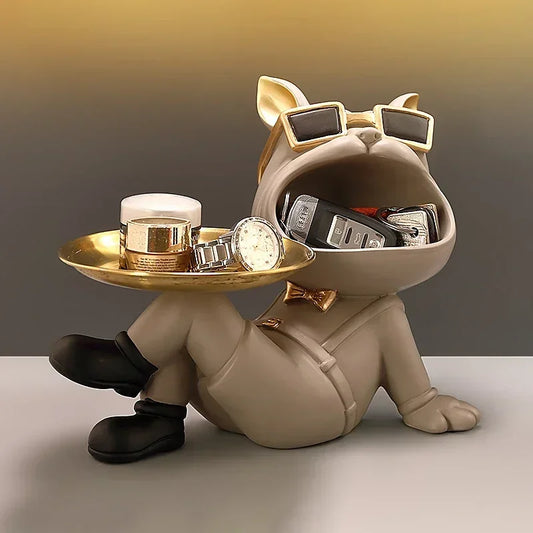Big Mouth Bulldog Trinket Tray – Cool, Stylish & Functional Resin Ornament For Bedroom Dressing Table, Living Room & Home Interior