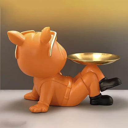 Big Mouth Bulldog Trinket Tray – Cool, Stylish & Functional Resin Ornament For Bedroom Dressing Table, Living Room & Home Interior