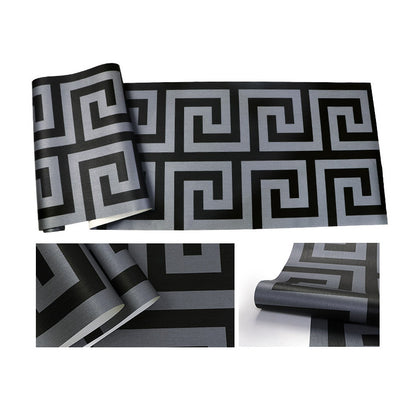 Bold Luxury Greek Tiles Style Geometric Wallpaper Satin Effect Wall Paper For Living Room Bedroom Salon Boutique (10mtr Roll)