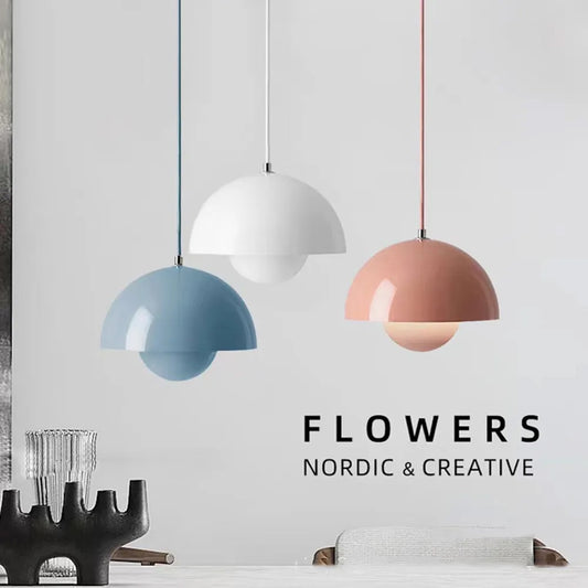 Colorful Flower Bud Nordic LED Pendant Lights For Kitchen Living Room Dining Room Modern Home Interior Lighting