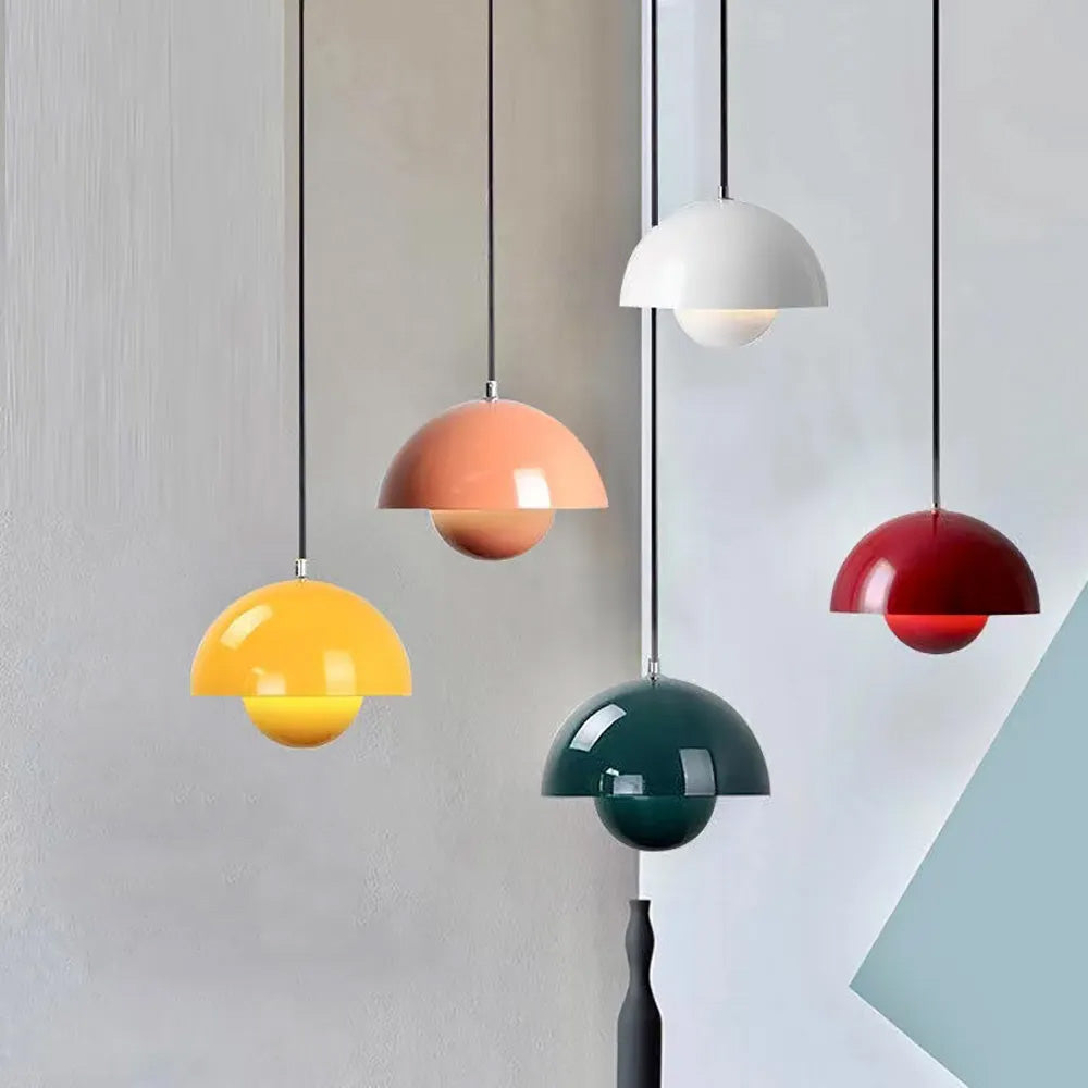 Colorful Flower Bud Nordic LED Pendant Lights For Kitchen Living Room Dining Room Modern Home Interior Lighting