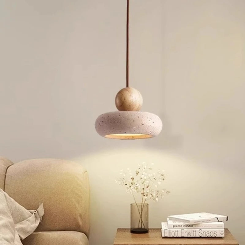 Curvy Rounded Travertine Stone LED Pendant Lights Designer Lighting For Living Room Restaurant Bedroom Modern Hanging Lamp Chandelier