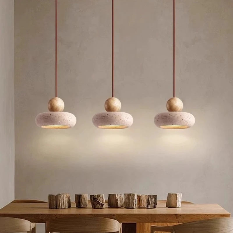 Curvy Rounded Travertine Stone LED Pendant Lights Designer Lighting For Living Room Restaurant Bedroom Modern Hanging Lamp Chandelier