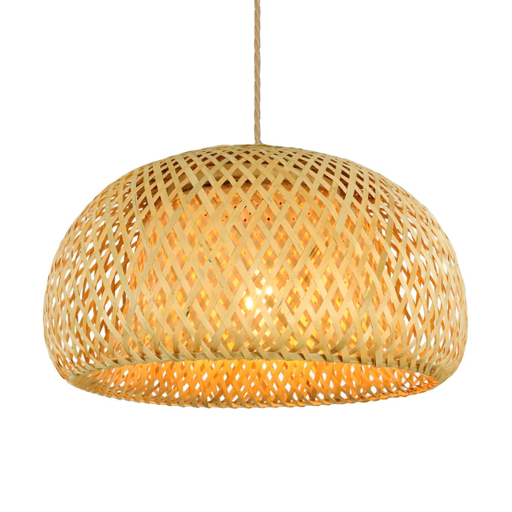Elegant Oriental Bamboo Lantern Pendant Light – 30cm Hand‑Woven Natural Rattan Wicker Lampshade with E27 LED Bulb Support, Decorative Hanging Ceiling Fixture for Dining Rooms, Bedrooms & Modern Homes