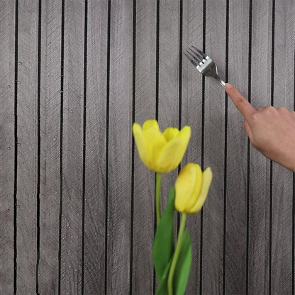 Faux Wood Slat Wallpaper – Self-Adhesive Vertical Strip Wall Panels for Living Room TV Backdrop Home Office & Modern Interiors