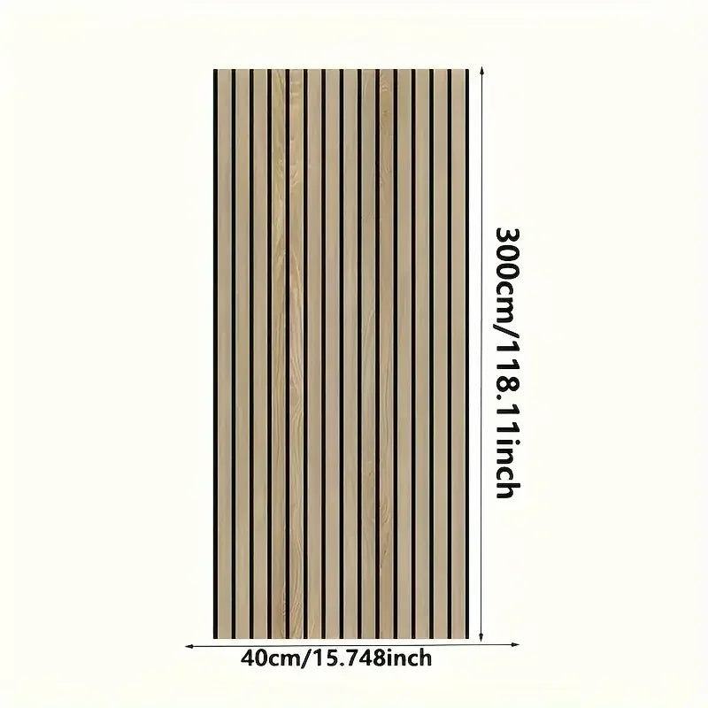 Faux Wood Slat Wallpaper – Self-Adhesive Vertical Strip Wall Panels for Living Room TV Backdrop Home Office & Modern Interiors