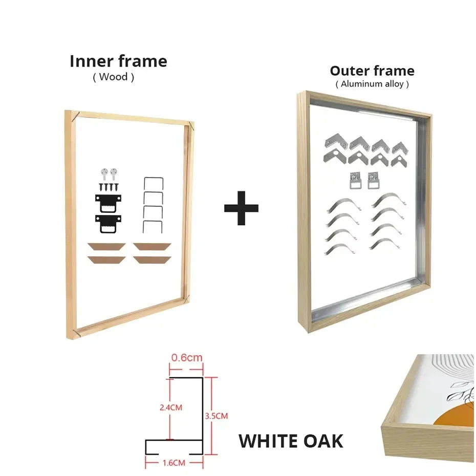 Gold & Black DIY Frame Kit – Aluminum Outer Frame with Wooden Inner Frame Gallery-Ready Canvas Display