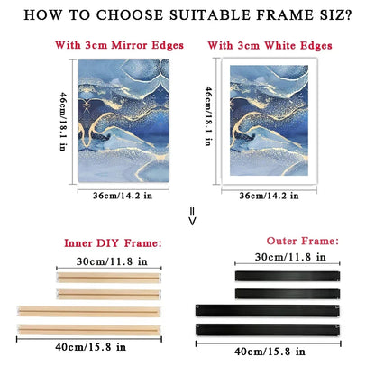 Gold & Black DIY Frame Kit – Aluminum Outer Frame with Wooden Inner Frame Gallery-Ready Canvas Display