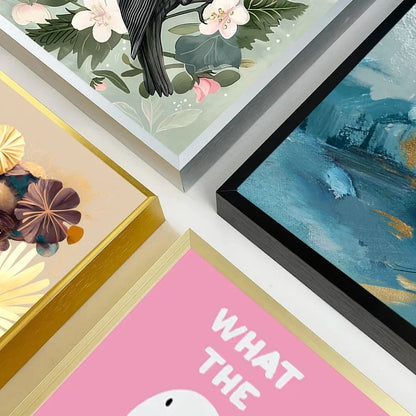 Gold & Black DIY Frame Kit – Aluminum Outer Frame with Wooden Inner Frame Gallery-Ready Canvas Display