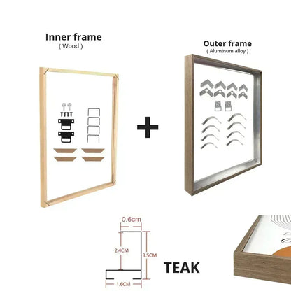 Gold & Black DIY Frame Kit – Aluminum Outer Frame with Wooden Inner Frame Gallery-Ready Canvas Display