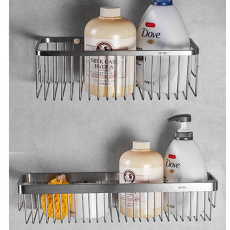 Brushed Stainless Steel Bathroom Racking Cosmetic Shelf For Washroom Shower Room Shampoo Basket Shelving Rack