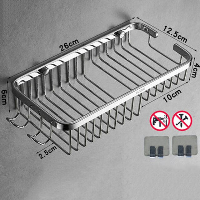 Brushed Stainless Steel Bathroom Racking Cosmetic Shelf For Washroom Shower Room Shampoo Basket Shelving Rack