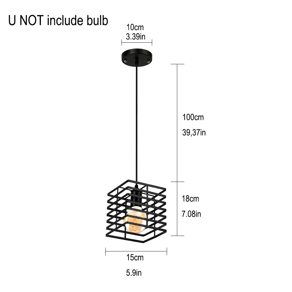 Modern Nordic Geometric Iron Cage LED Ceiling Light Pendants Lamps Classic Retro Industrial Lighting For Living Room Dining Room Trendy Pendant Lighting
