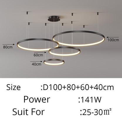 Contemporary Ring of Light LED Chandelier Suspended Circles Pendant Lights For Living Room Dining Room Reception Foyer Lighting