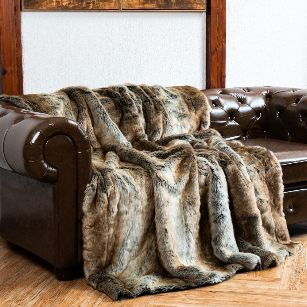 Luxury Soft Faux Fur Sofa Throw Thick Plush Furry Blanket For Bedroom Living Room Essential Winter Soft Furnishings Home Decor