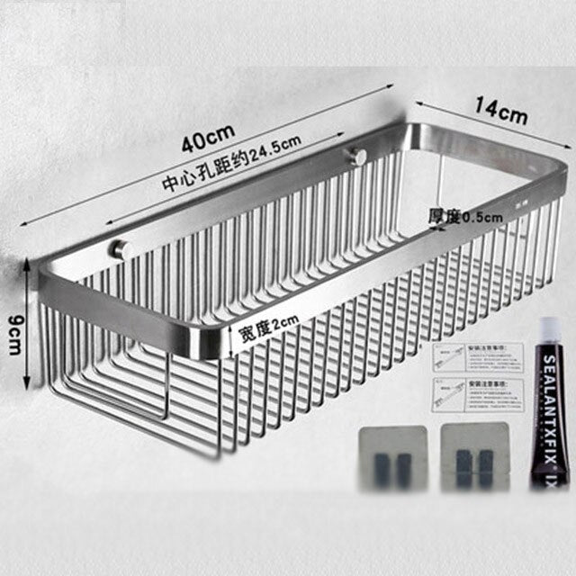 Brushed Stainless Steel Bathroom Racking Cosmetic Shelf For Washroom Shower Room Shampoo Basket Shelving Rack