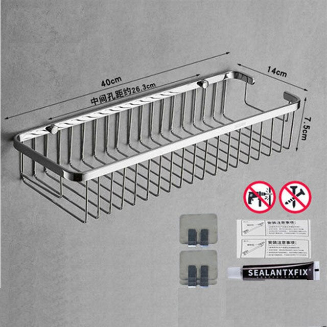 Brushed Stainless Steel Bathroom Racking Cosmetic Shelf For Washroom Shower Room Shampoo Basket Shelving Rack