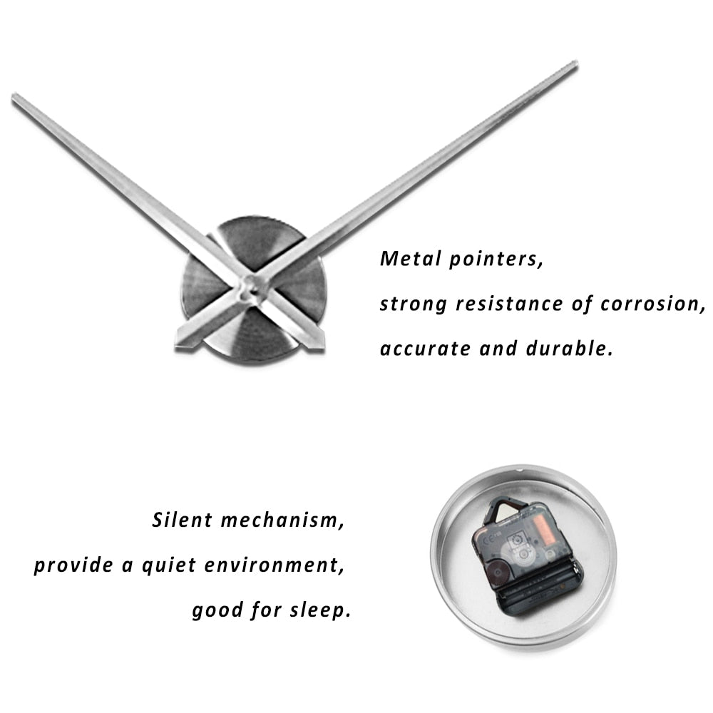 Large Wall Clock Quartz 3D DIY Big Watch with TIME Letter Decor Chrome Numerals Big Clock 1mtr Diameter