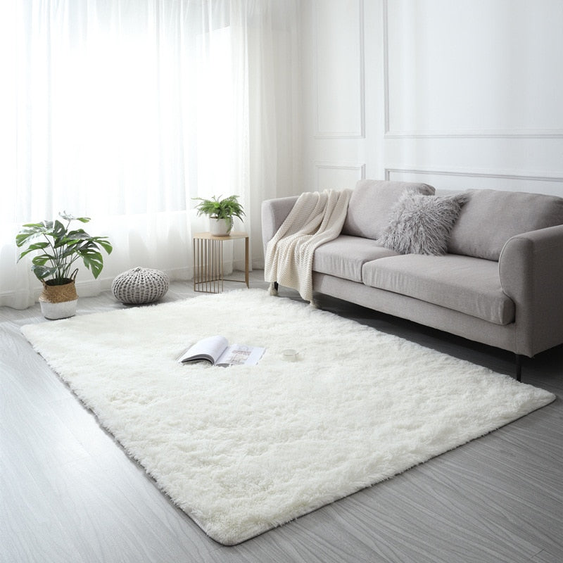 Thick Soft Plush Pile Area Rug For Living Room Deep & Fluffy Non-Slip Mat White Carpet For Modern Home Decor - Multiple Colors & Sizes