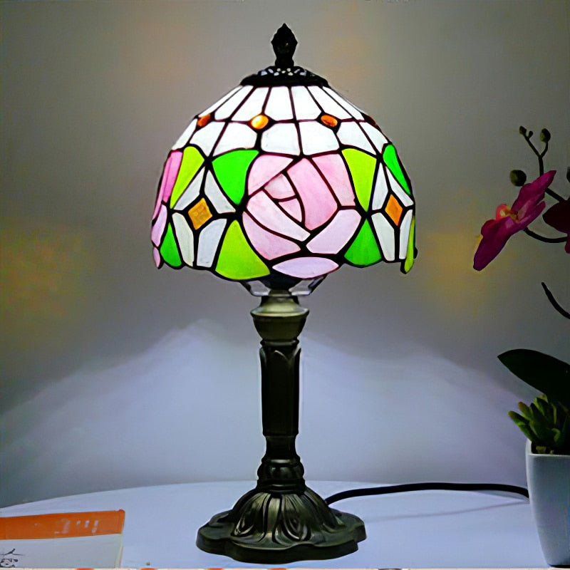 Mediterranean Tiffany Art Table Lamp - Stained Sea Glass Lampshade for Bedside, Bedroom, and Study Room Creative Interior Lighting