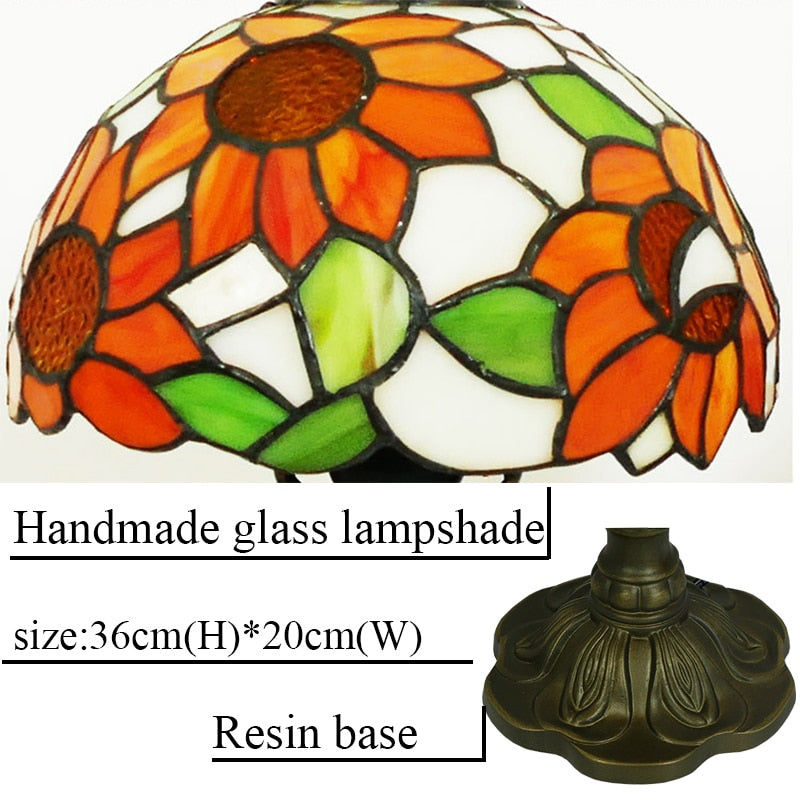 Mediterranean Tiffany Art Table Lamp - Stained Sea Glass Lampshade for Bedside, Bedroom, and Study Room Creative Interior Lighting