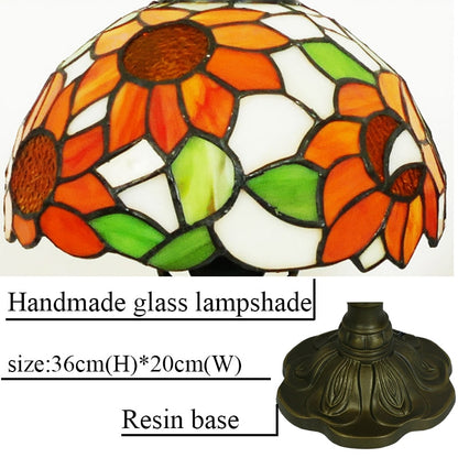 Mediterranean Tiffany Art Table Lamp - Stained Sea Glass Lampshade for Bedside, Bedroom, and Study Room Creative Interior Lighting