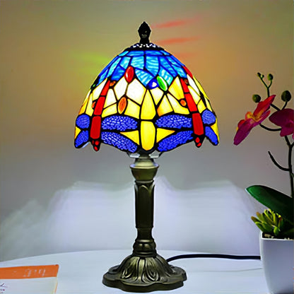 Mediterranean Tiffany Art Table Lamp - Stained Sea Glass Lampshade for Bedside, Bedroom, and Study Room Creative Interior Lighting