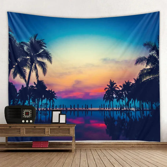 Lush Tropical Islands Landscape Tapestry Wall Decoration For Living Room Bedroom Inspiring Dream Travel Exotic Getaway Beach Palm Trees Seascape Pictures Of Calm For Creative Home Decor