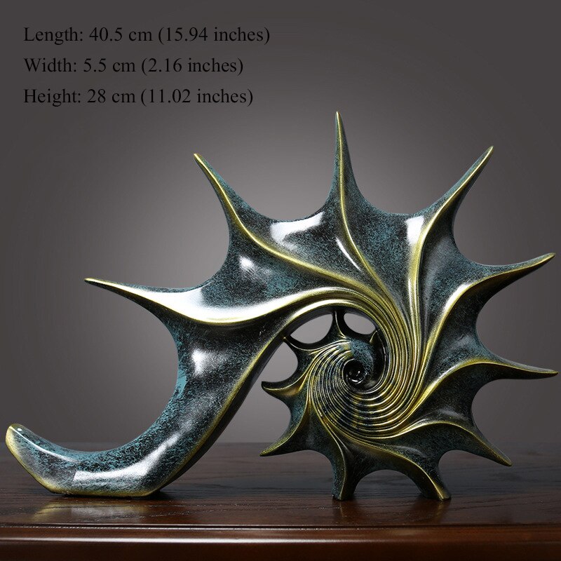 Golden Nautilus Resin Sculpture Modern Art Piece For Living Room Dining Room Office Accessories For Contemporary Interior Decor