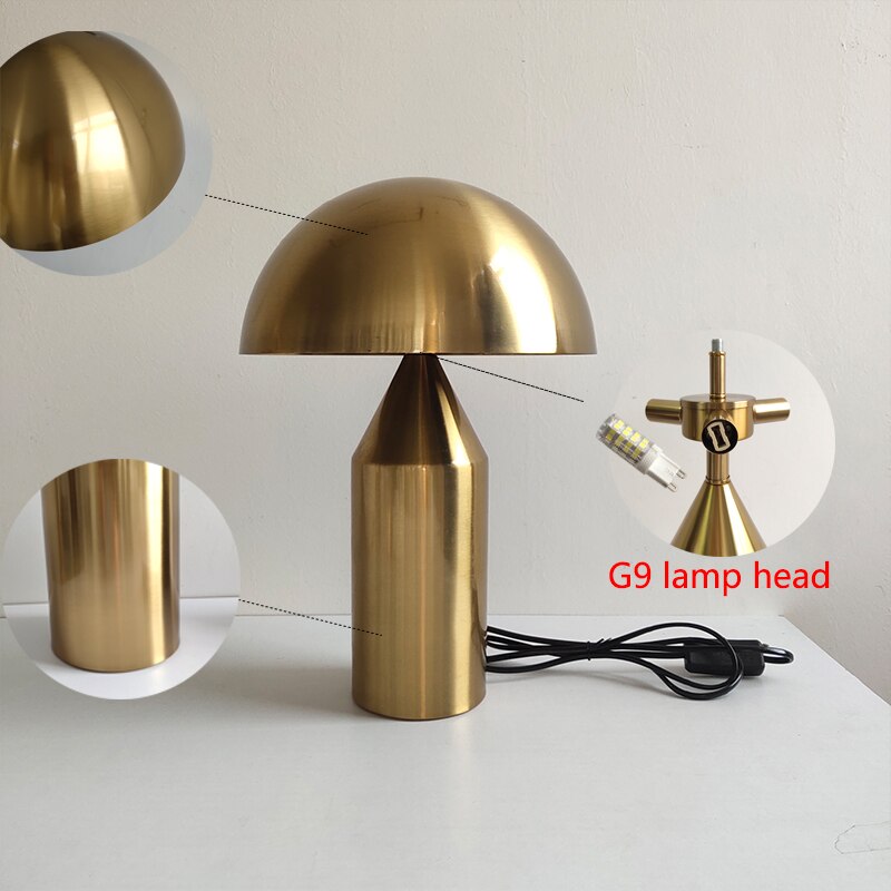 Golden Dome Polished Iron LED Table Light Contemporary Designer Lighting For Coffee Table Bedside Table Light In Black White or Golden