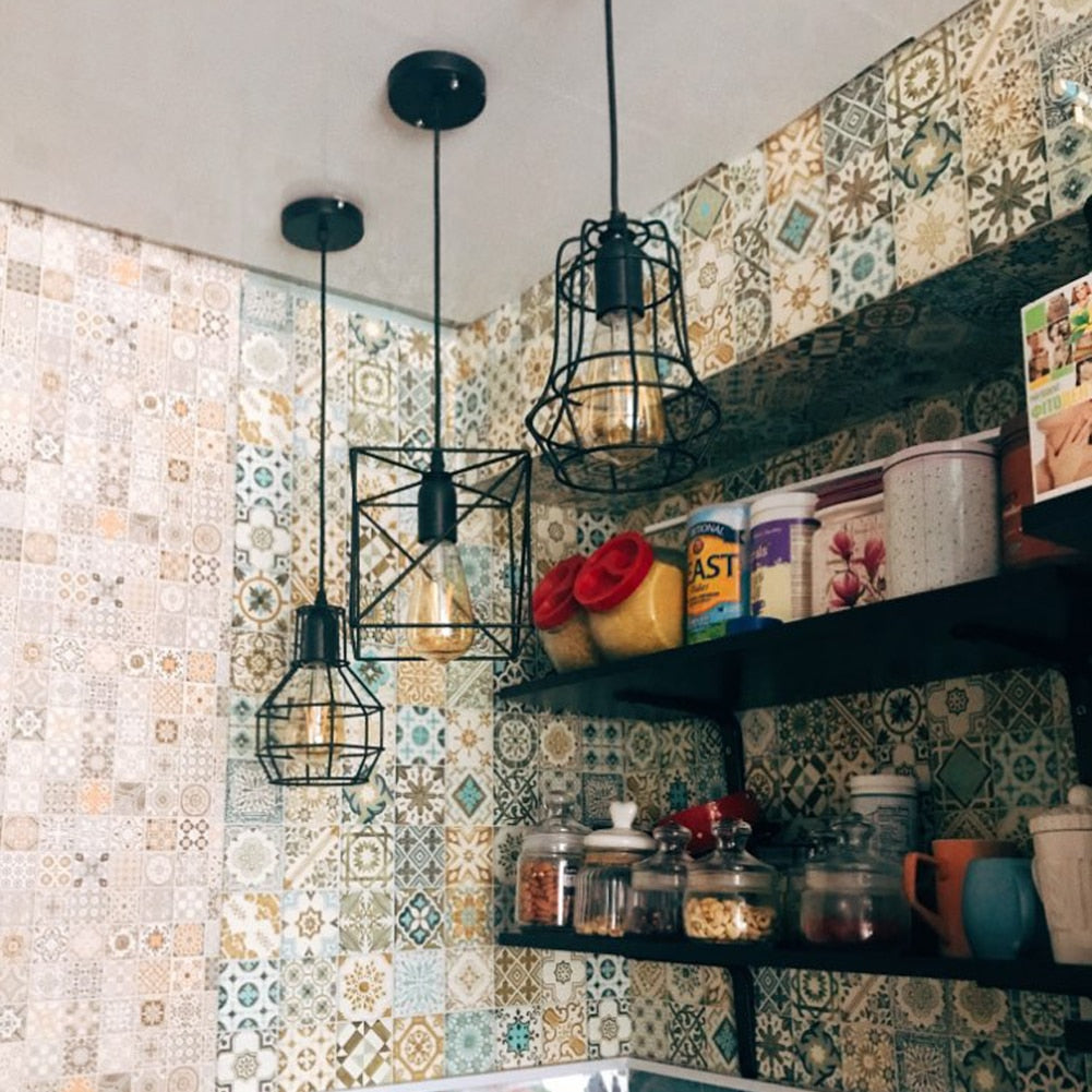 Modern Nordic Geometric Iron Cage LED Ceiling Light Pendants Lamps Classic Retro Industrial Lighting For Living Room Dining Room Trendy Pendant Lighting