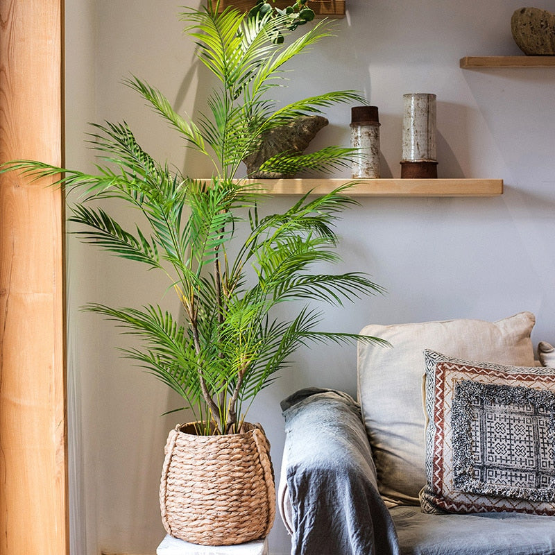 Large Artificial Palm Tree Tropical Plants Plastic Fake Leaves Green Monstera For Home Garden Decor 125cm