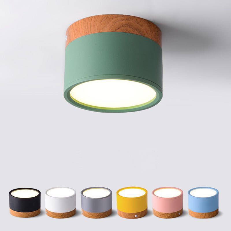 Modern Colorful Nordic LED Downlight Wood Matte Pastel Colors Ceiling Lights For Kitchen Living Room Dining Room Home Office Workspace Lighting