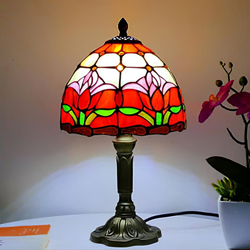 Mediterranean Tiffany Art Table Lamp - Stained Sea Glass Lampshade for Bedside, Bedroom, and Study Room Creative Interior Lighting