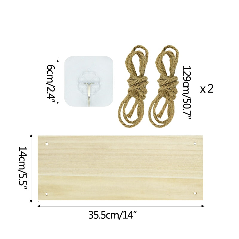 Nordic Hanging Rope Wall Mounted Floating Shelves Premium Wood Swing Plant Flower Pot Tray Scandinavian Home Decoration