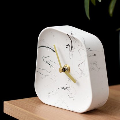 Nordic Geometry Shaped Cement Table Clock - A Stylish and Functional Addition to Your Coffee Table or Office Desktop