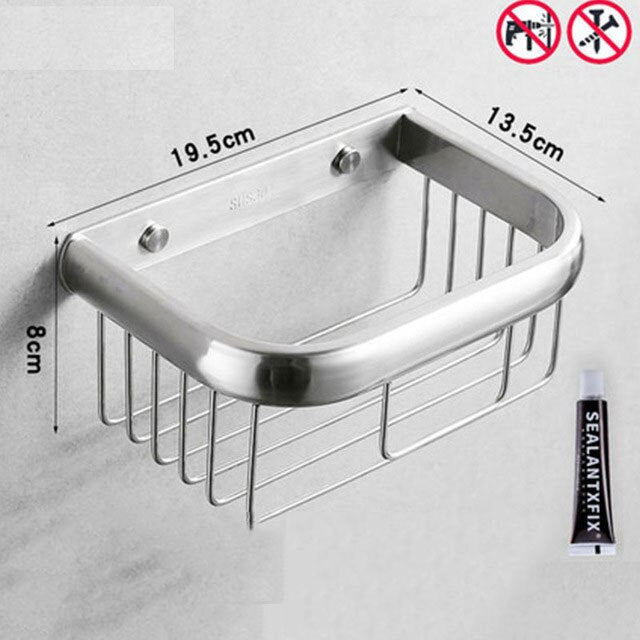 Brushed Stainless Steel Bathroom Racking Cosmetic Shelf For Washroom Shower Room Shampoo Basket Shelving Rack