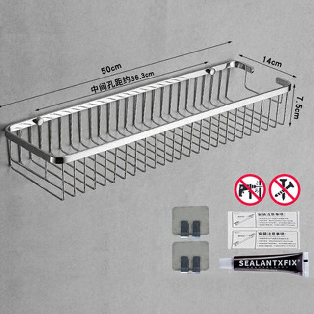 Brushed Stainless Steel Bathroom Racking Cosmetic Shelf For Washroom Shower Room Shampoo Basket Shelving Rack